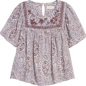 Lucky Brand Purple Floral Embroidered Blouse